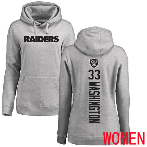 Oakland Raiders Ash Women DeAndre Washington Backer NFL Football #33 Pullover Hoodie Sweatshirts->nfl t-shirts->Sports Accessory